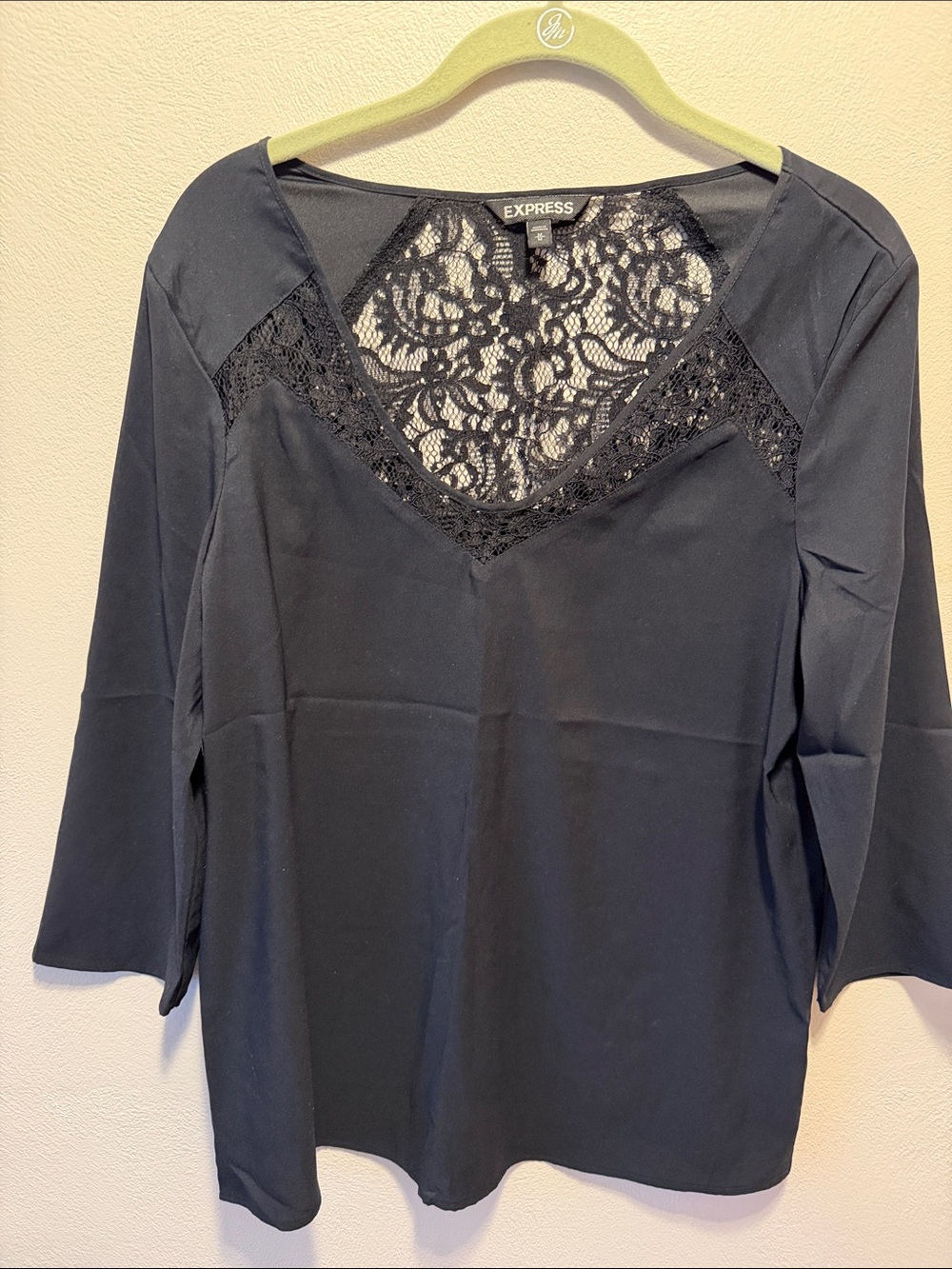 Express Black Lace Yoke Top